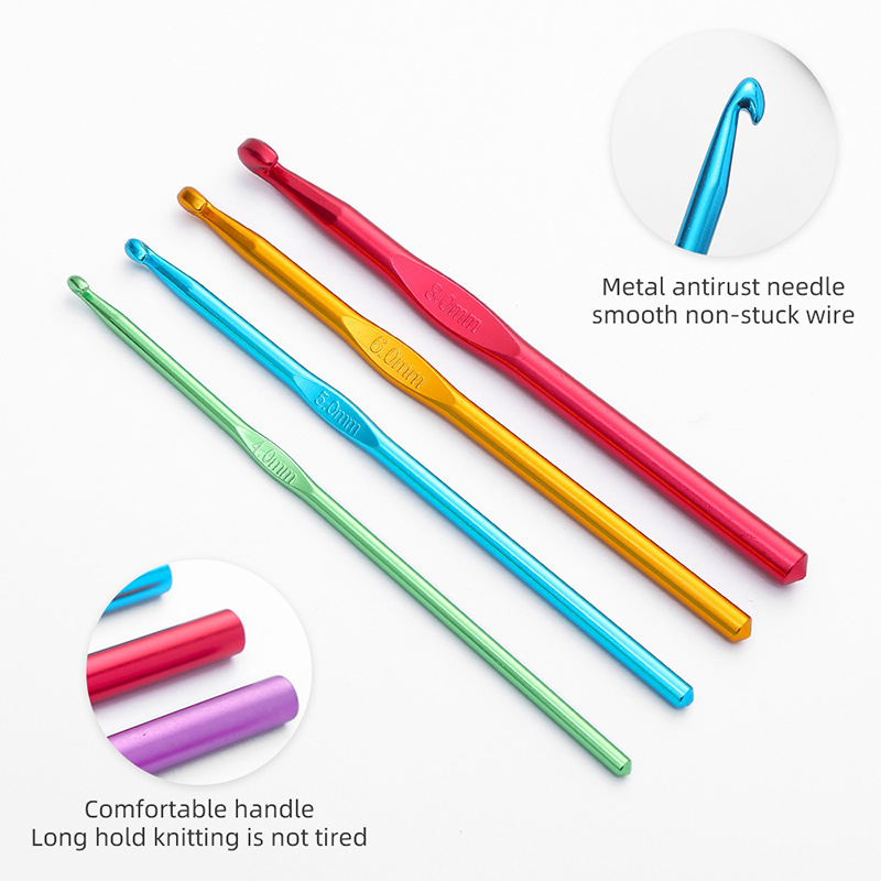 5pcs 2mm-10mm Sewing Needles Aluminium Crochet Hooks Needles Knit Weave Craft Yarn Sewing Tools Crochet Hooks Knitting Needles