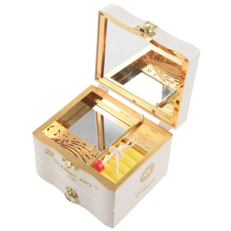 Classic Rotating Dancer Ballerina Piano Music Box Clockwork Plastic Jewelry Box Girls Hand Crank Music Mechanism Christmas