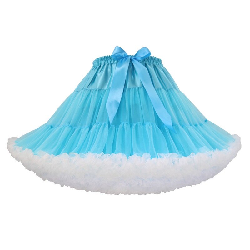 Korte Puffy Cosplay Rode Lolita Petticoat Crinoline Halloween Roze Tule Jurk Onderrok Rockabilly Volwassen Tutu Rok Jupon Femme: Light Blue ps White