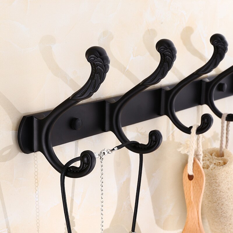 3/4/5 Hooks Coat Rack Wall Mounted Heavy Duty Hanger Metal Coat Hook Rail for Coat Clothes Hat Towel Jacket