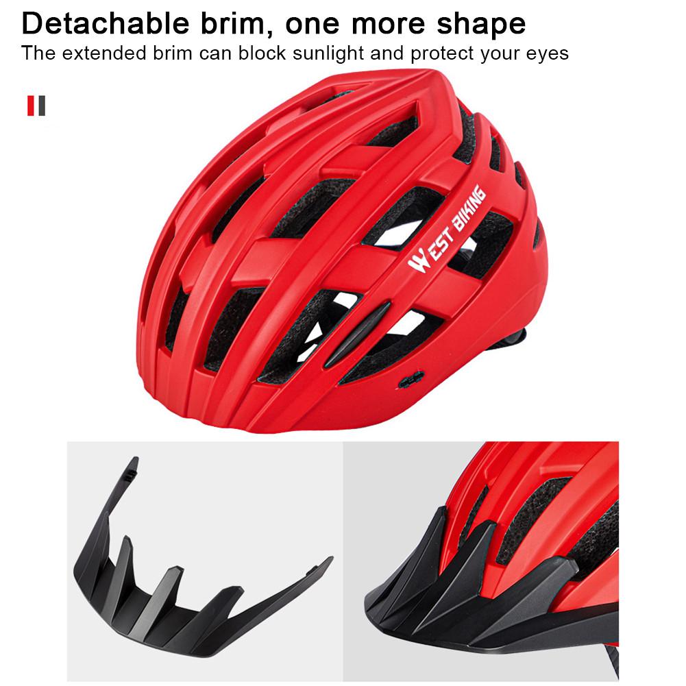 Bike Helmet Breathable Detachable Brim Removable Lining Head Protection Safety Helmet for Road Cycling Mountain Biking