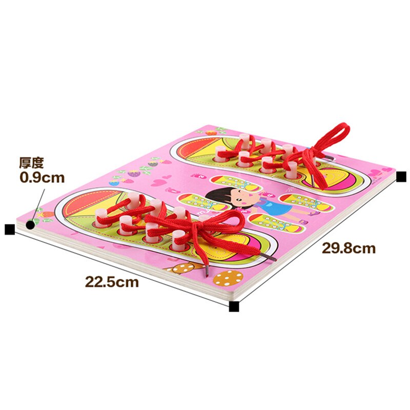 Kinderen Speelgoed Houten Speelgoed Kids Voorschoolse Vetersluiting Schoenen Speelgoed Kids Hand Coördinatie Fijne Vaardigheden Educatief Speelgoed Voor Kinderen