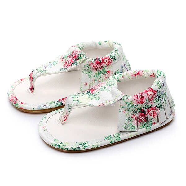 Dziecięce sandały dziewczęce nowe letnie buty dziecięce mieszkania buty dziecięce ze skóry eko gumowe podeszwy dziewczęce kwiatowe sandały nadające się robić 0-12M: mały floral / 7