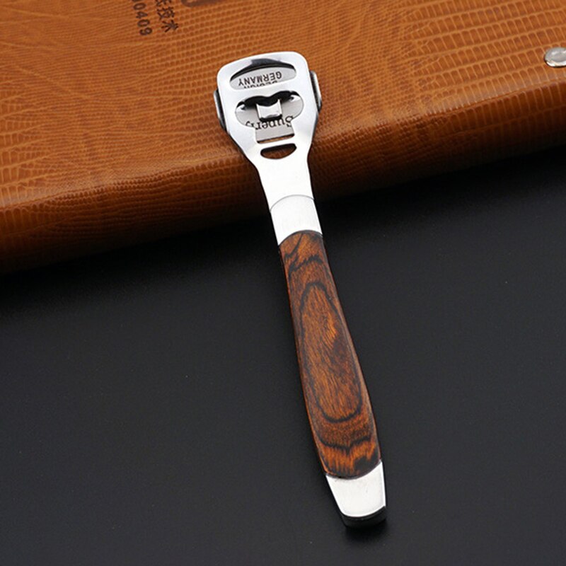 Stainless Steel Wooden Handle Foot File Portable Pedicure Tool Set Callus Dead Skin Scraper