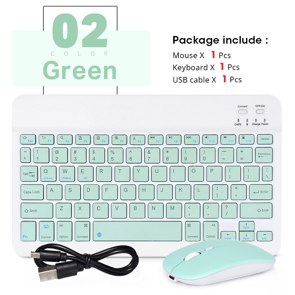 Mini bluetooth keyboard and mouse for samsung xiaomi android portable tablet bluetooth keyboard Korean Portuguese Arabic Arabic: Green-mouse