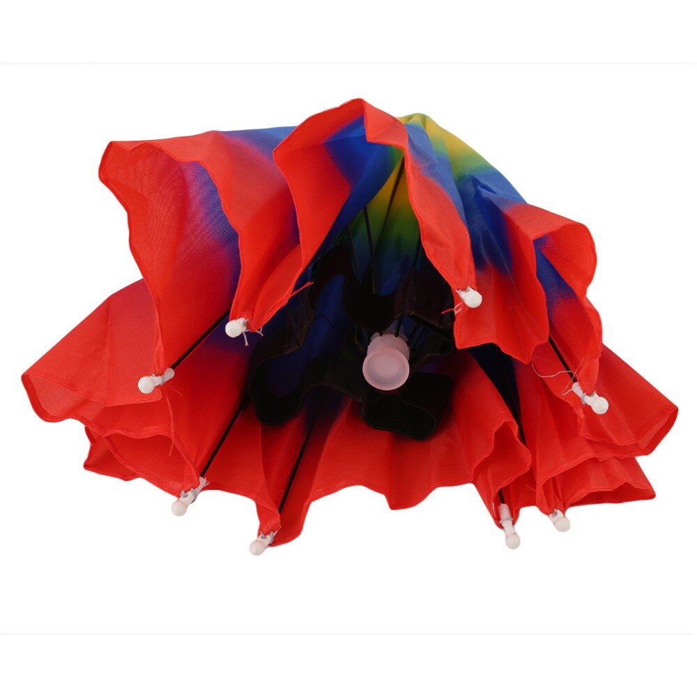 Random Rainbow Umbrella Hat Portable Outdoor Shade Rain Hat Useful Awning Camping Fishing Hiking Umbrella for Adult Kid QW874784