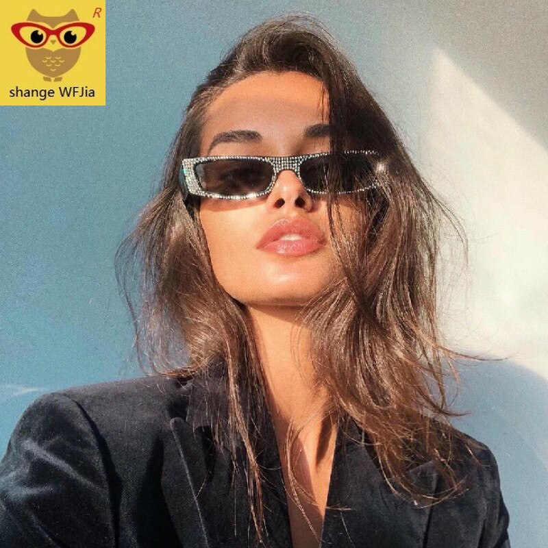 Gafas de sol cuadradas de diamante para mujer, anteojos de sol femeninos de , de tamaño pequeño, de cristal, con degradado, con UV400,