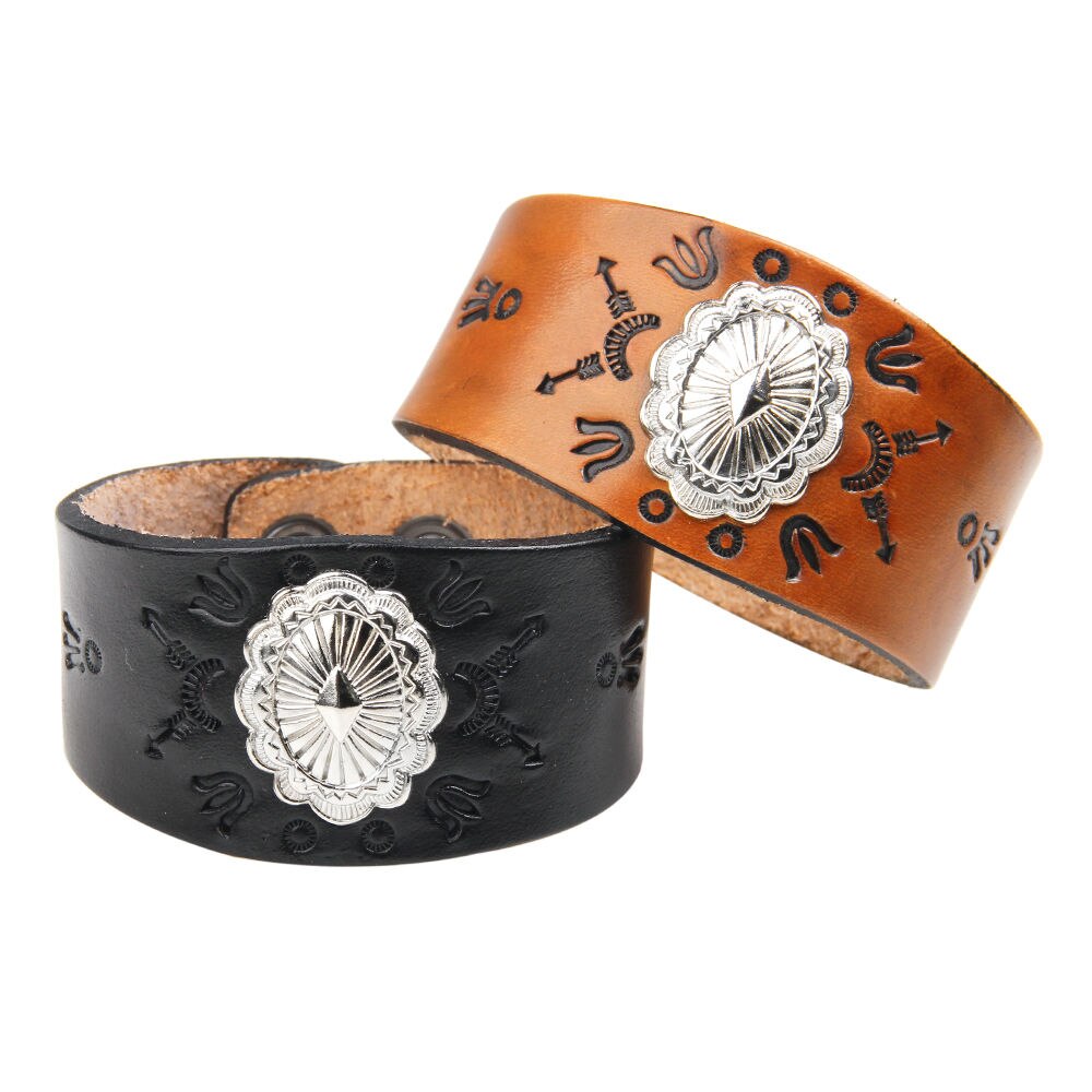Geometriske brede lærarmbånd armbånd smykker legert metall armbånd sjarm blå perle armbånd til menn kvinner