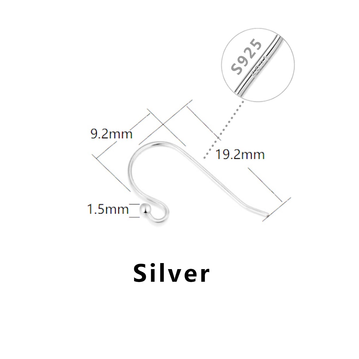 10 Stuks 100% 925 Sterling Zilver Hypoallergeen Oorbellen Haak Anti Allergie Earring Sluitingen Maken Voor Diy Sieraden Maken Levert: V193S