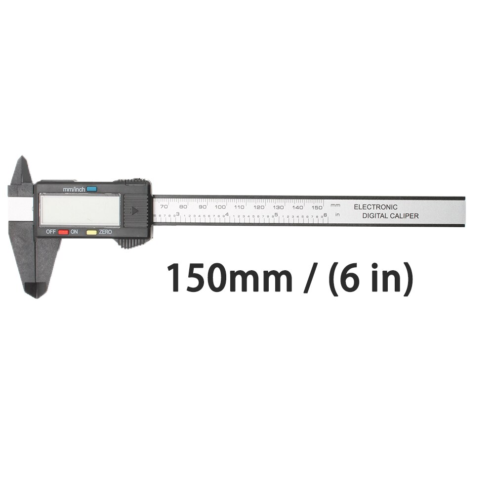 Calibrador Vernier electrónico Digital de fibra de carbono, herramienta de medición de micrómetro, cinta métrica de 1m, 100/150mm, 4/6 pulgadas, LCD: Black  150