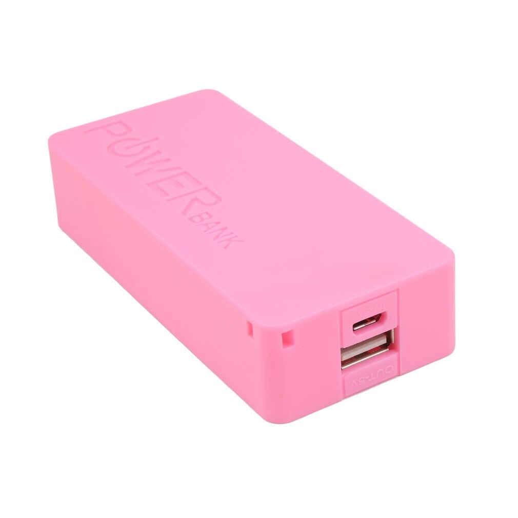 6 kleuren 5600 mah 5v usb diy powerbank-hoesje draagbare externe batterij-opbergdoos powerbank-hoesje voor mobiele telefoons: Roze