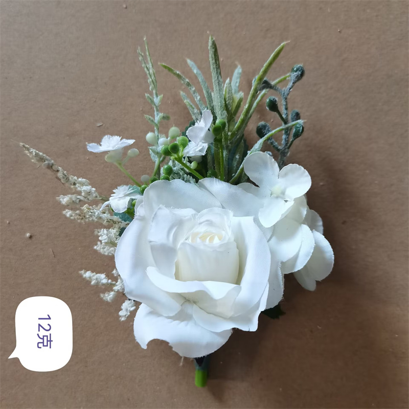 Beige Boutonnieres Blumen Künstliche Rosen Seide Weiße Corsage Knopfloch Trauzeugen Boutonniere für Männer Hochzeitsaccessoires: Rosa