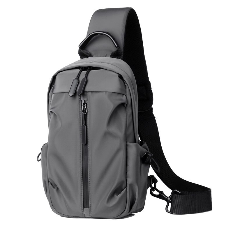 Waterproof Backpack Men Laptop Bag Breathable Men&#39;s Business Travel Backpack Simple Pure Color Leisure Backbag/Chest Bag: gray chest bag