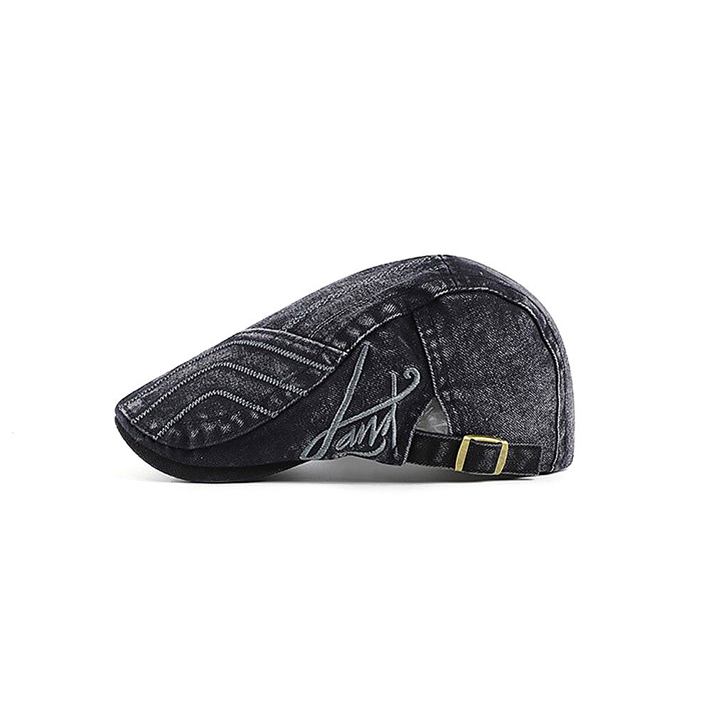 [AETRENDS] Washed Denim Newsboy Cap Men Peaked Flat Caps Artist Hat Casual Berets Hat Z-10139
