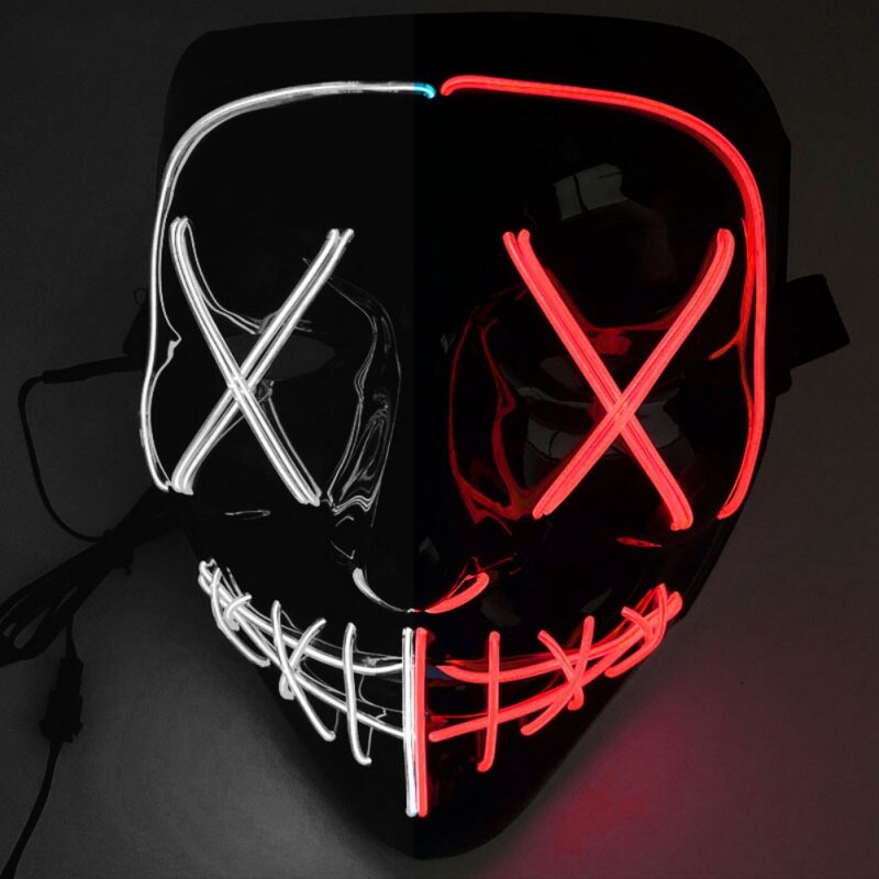 Halloween LED Masker Purge Maskers Verkiezing Mascara Kostuum DJ Party Light Up Maskers Glow In Dark 2 Kleur Splice Masker