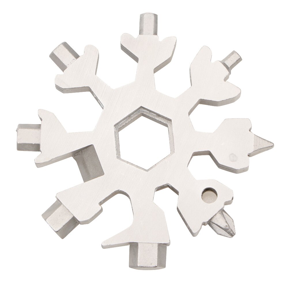 18 in 1 Tragbare Multifunktionale Schneeflocke bilden Schlüssel Saker 18-in-1 Schneeflocke Multi-Werkzeug Mini Tasche schlüssel: Silber-(Nein Kasten)