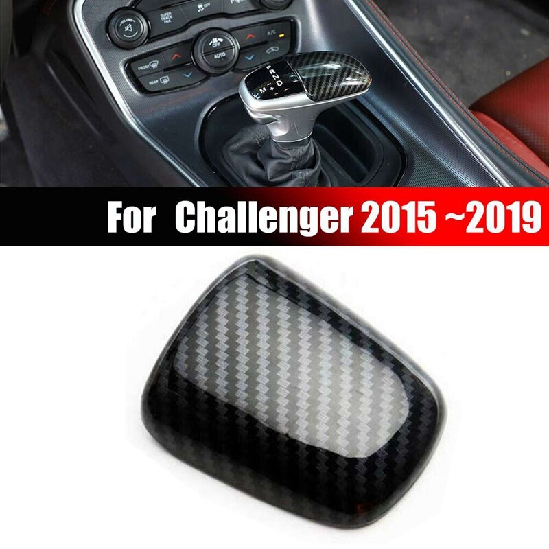 for Dodge Challenger Charger Gear Shift Knob Carbon Fiber Look Cover Head Trim Kit