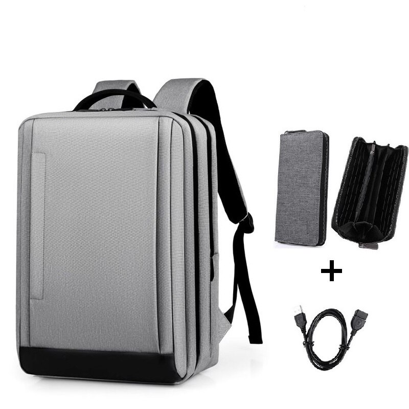 Men's backpack 15.6 Inch Laptop Backpacks Business Notebook Mochila Waterproof Back Pack USB Charging Travel Bags student bag: Set 8