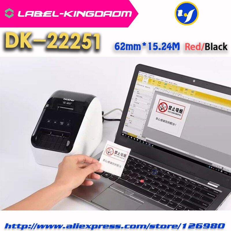 1 Roll Compatible DK-22251 Red/Black Double Color Label 62mm*15.24M DK-2251 Continuous Label Come With Plastic holder