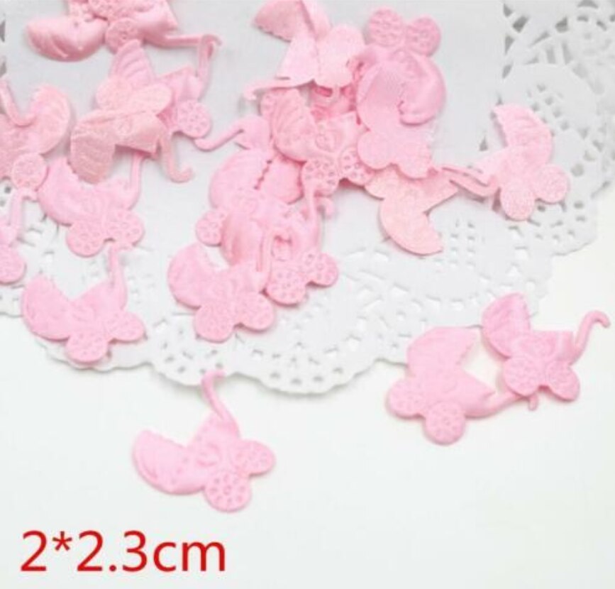 Pram douche-bébé avec appliques en Satin | Bricolage 200 pièces, décorations artisanales 20 x 23mm: C126-200-Pink