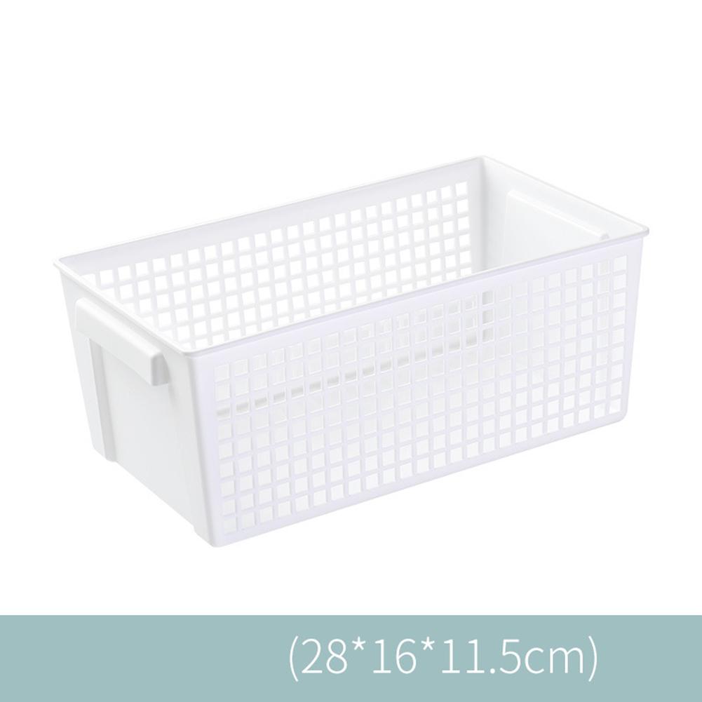 Desktop Storage Basket Snack Storage Container Rectangular Sundries Box Cabinet Storage Bins for Kitchen Food Pantry Bathroom: white-Large