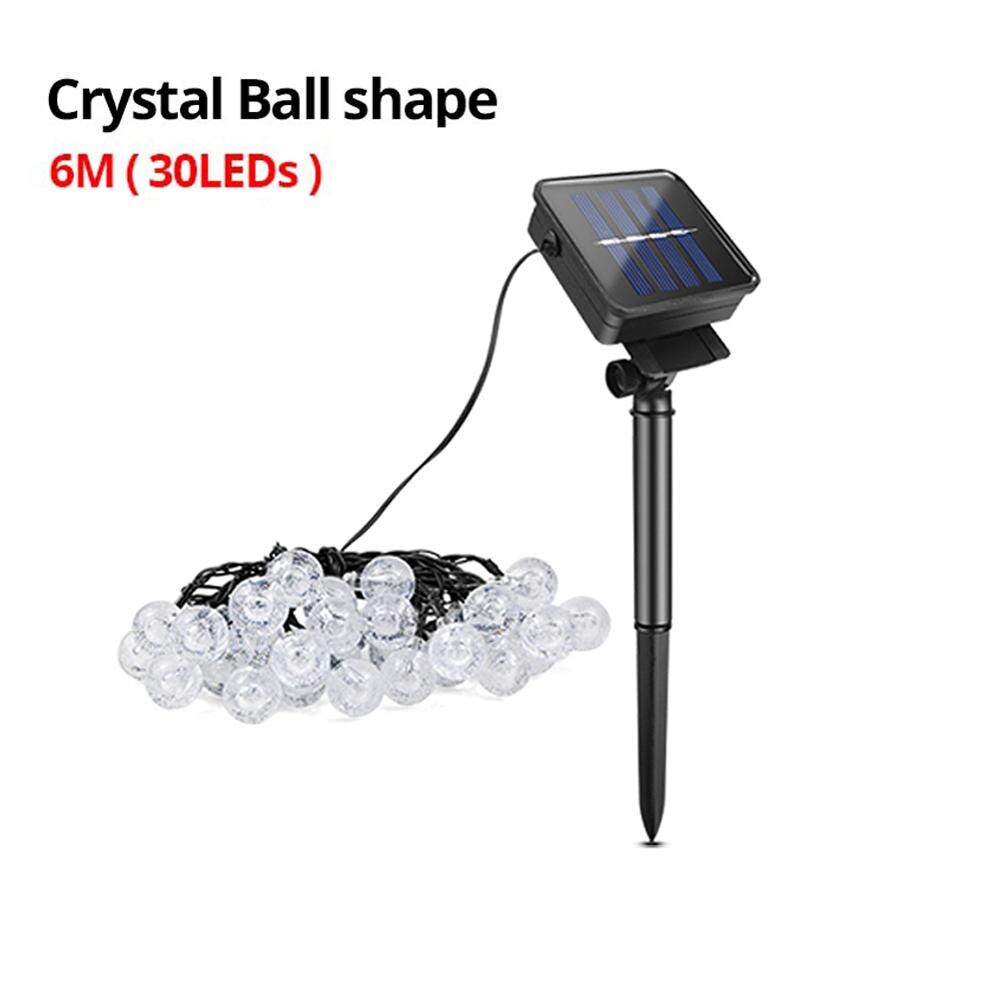 Solar Lamp LED Bulb String Lights Outdoor Crystal Ball Clear Globe Girlanda 20m 5m 6m Garden Decoration patio lights: Crystal Ball 6M / Warm White