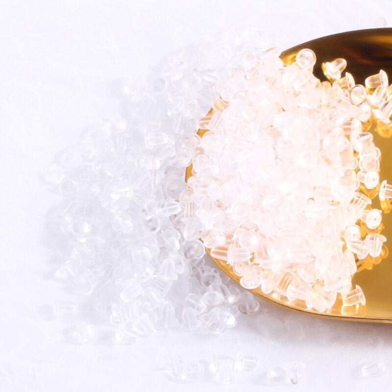 500Pcs 4Mm Half Transparant Rubber Earring Backs Haken Stoppers Oor Bericht Nuts Bevindingen Accessoires Voor Maken Oorbellen