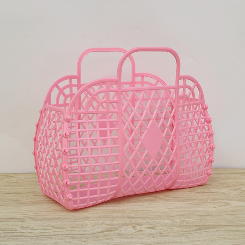 Wasmand Gaas Holle Handtas Zomer Vrouwen Plastic Badmand Wasmand Thuis Organizer Jelly Strand Draagtas: YELLOW