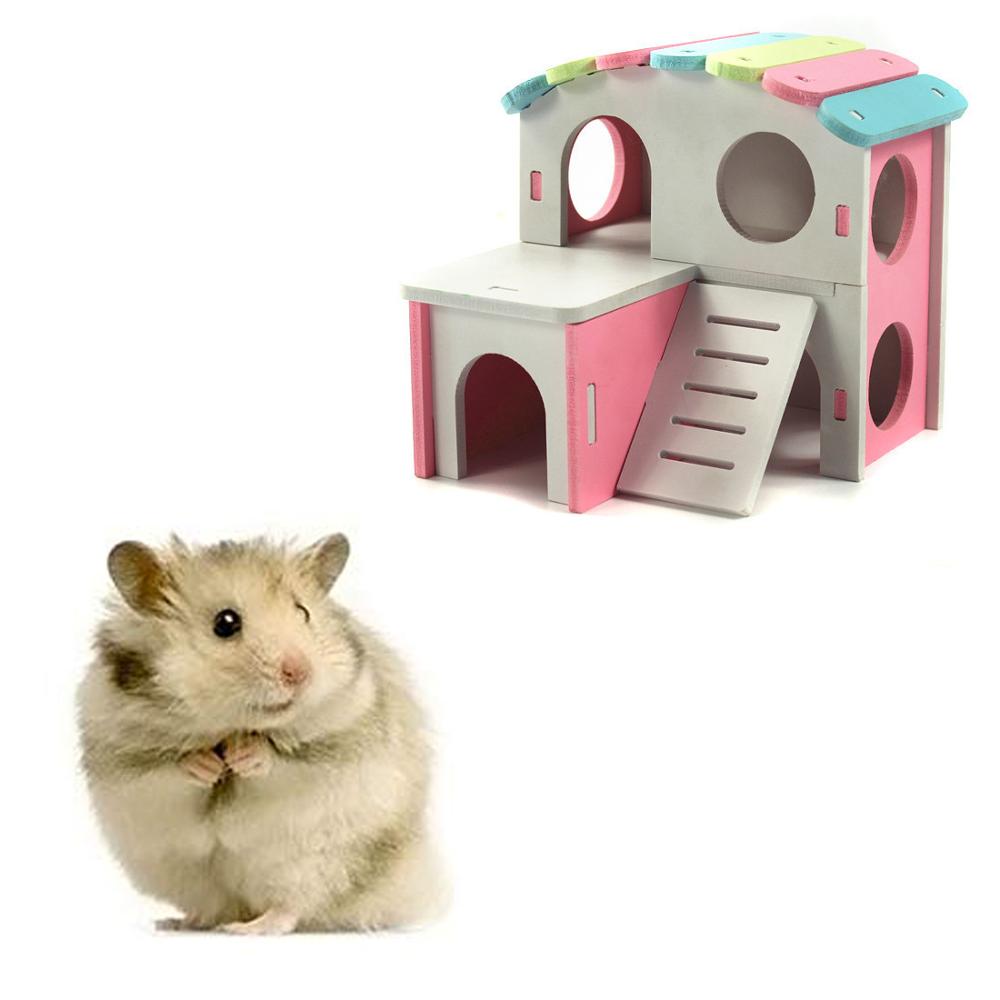 Naturlig rolig hamster bo leksak, djur gömställe trä plast tallrik hamster hus, för husdjur små djur lek