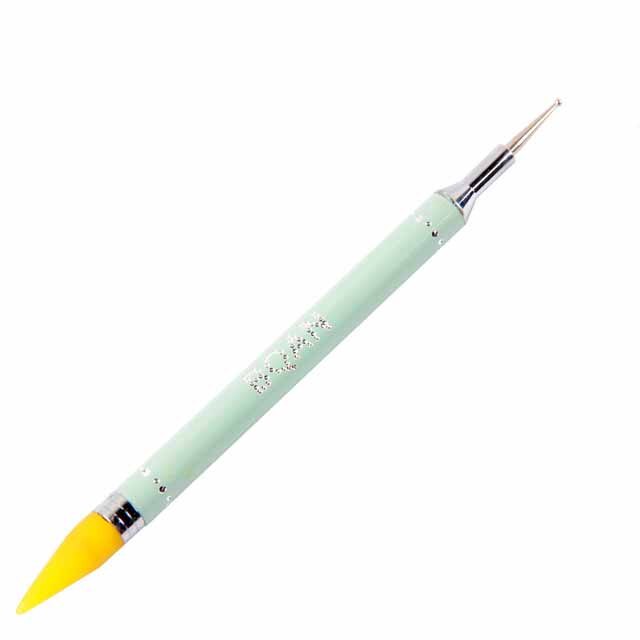 BQAN-Bolígrafo de cera para punteo de Metal acrílico, dos cabezales, para recoger diamantes de imitación, lápiz para cera de uñas, herramienta artística para manicura: green