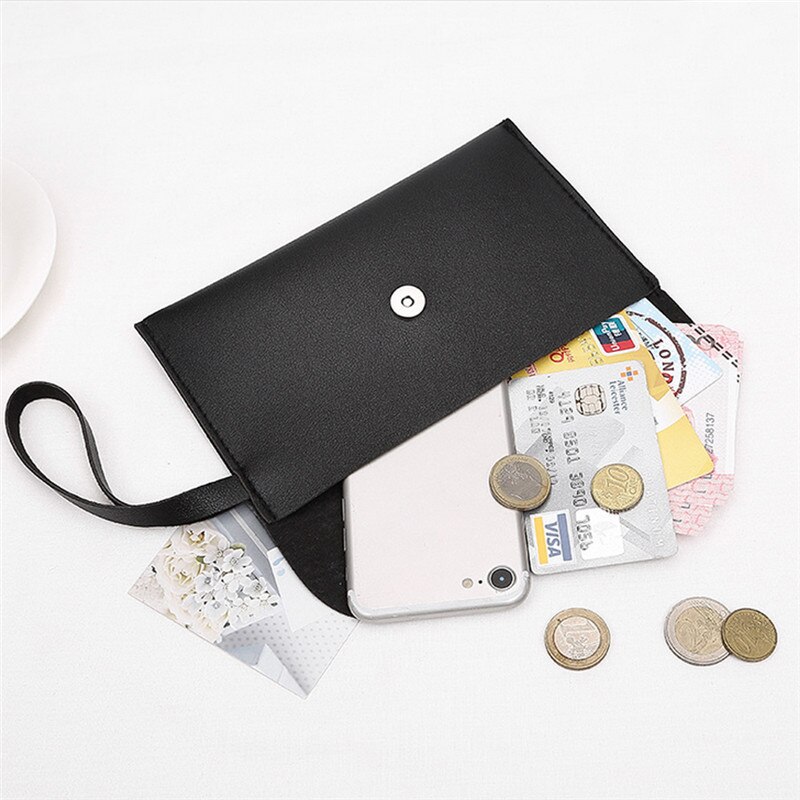 Zipper Women Leather Slim Wallet Simple Female Purse Clutch Thin Wristlet Phone Coin Credit Card Holder Dollar