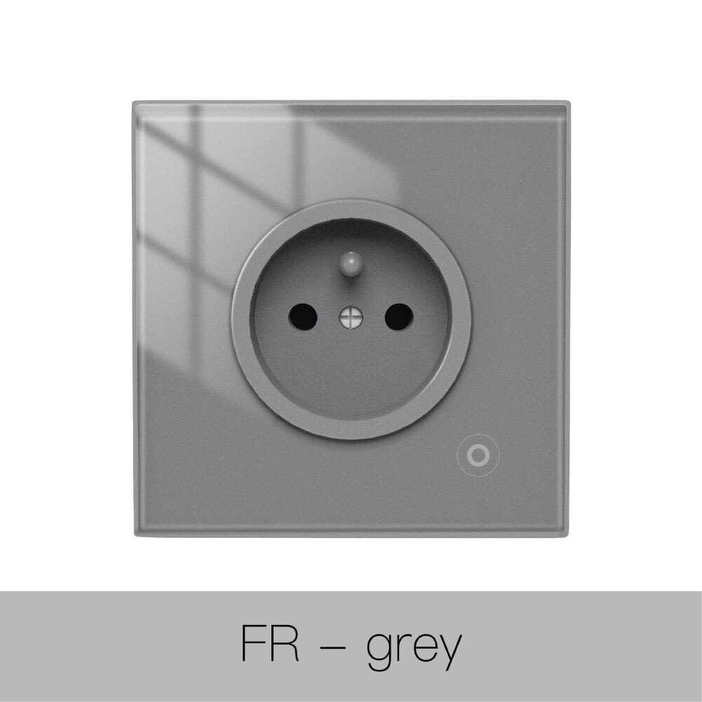 Wifi Tuya Smart Stopcontact Glas Panel Outlet Power Monitor Touch Plug Relais Status Licht Modus Verstelbare Smart Leven App alexa: FR Grey