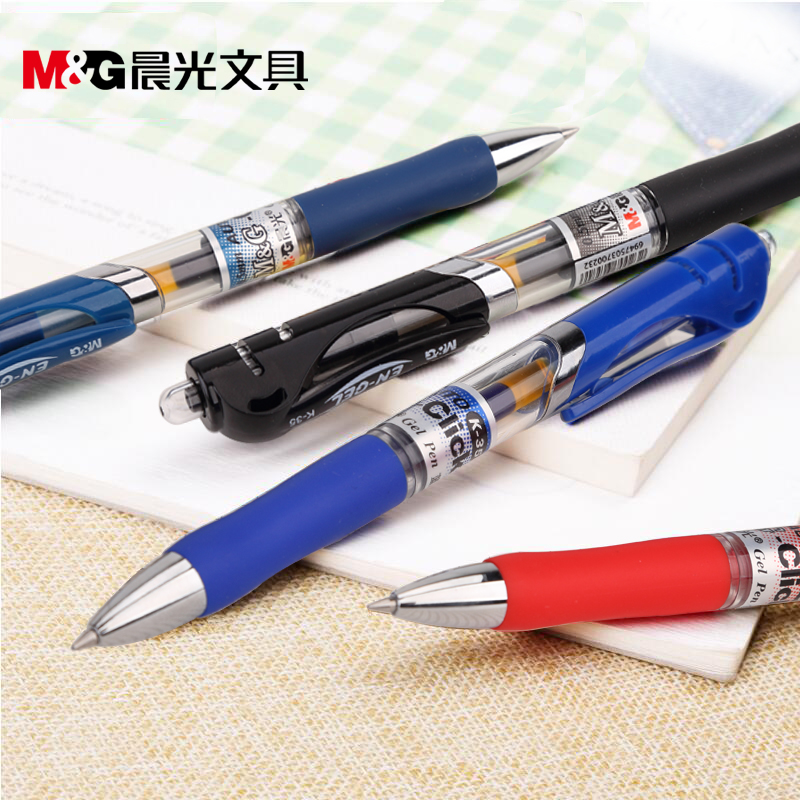 12PCS M&G K-35 Press Gel Pen 0.5mm Students with Exam Carbon Pen Office Pen Kawaii School Supplies