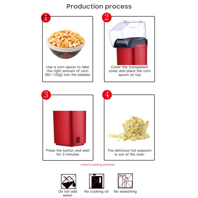 Electric Corn Popcorn Maker Household Automatic Mini Air Popcorn Making Machine DIY Corn Popper Children 110V 220V