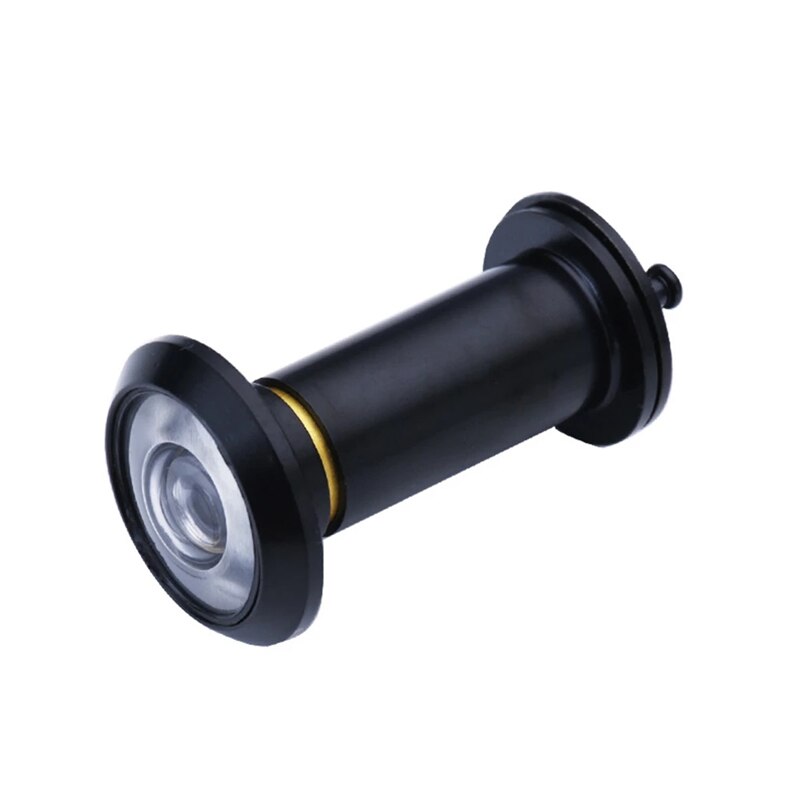 Security Door Eye Spy Hole Peephole Viewer Angle Adjustable Glass Lens Security Privacy Cover Door: black