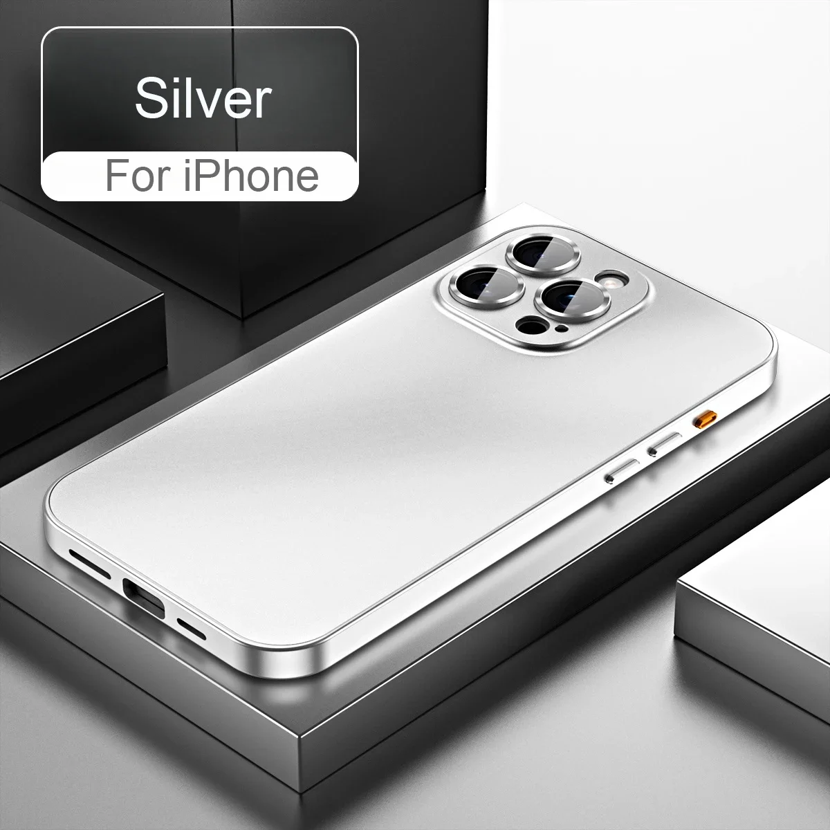 Funda de teléfono con marco de Metal de aluminio de lujo para iPhone 16, 15, 14, 13, 12 Pro Max Plus, lente de cámara, protección de cristal, cubierta trasera de PC a prueba de golpes: Azul cielo / IPHONE 16 MÁS
