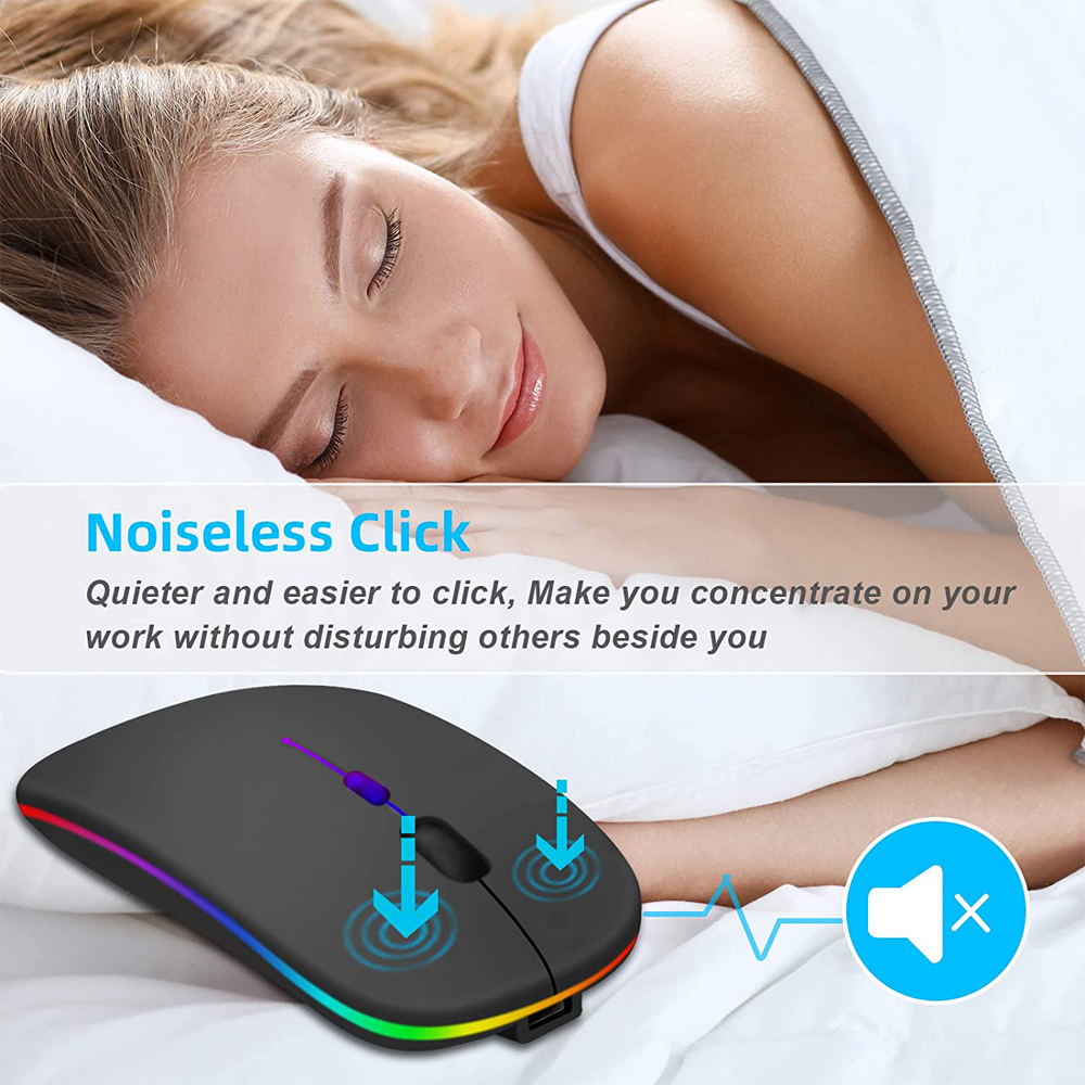 Wireless Mouse Bluetooth-compatible RGB Silent LED Backlit Ergonomic Gaming Mouse For Laptop Computer PC Macbook 2.4GHz 1600DPI