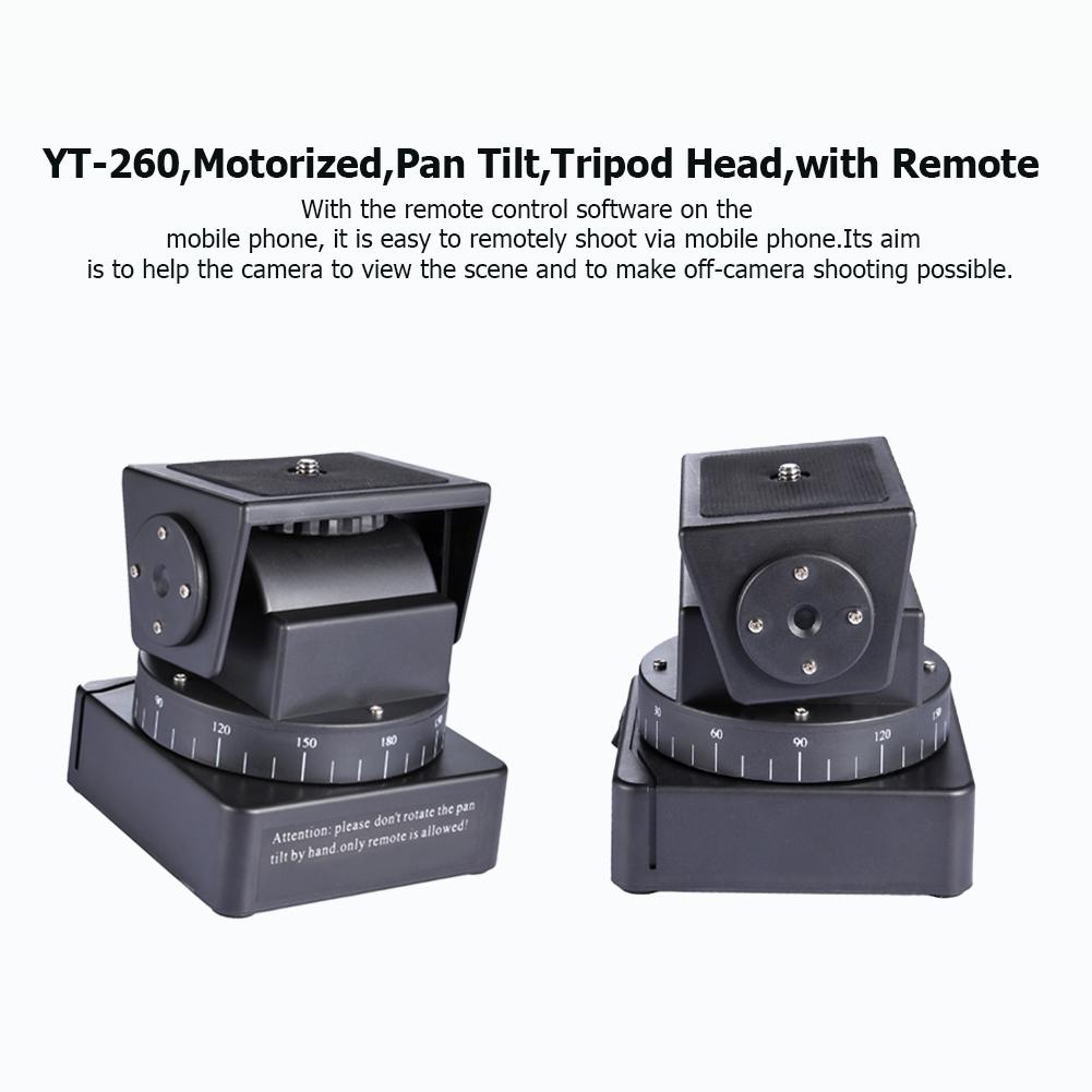 YT-260 Pan Tilt Head Motorized Rotation Panoramic Tripod Head PTZ Remote Control for Camera Phone Photography Tool