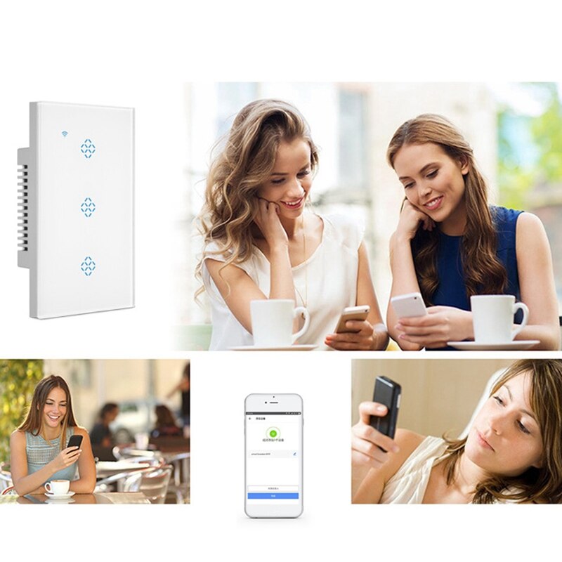 Standard Smart Wall Wifi Switch Three Mobile Phone Remote Control Intelligent Wireless Remote Control Voice Timer Switch