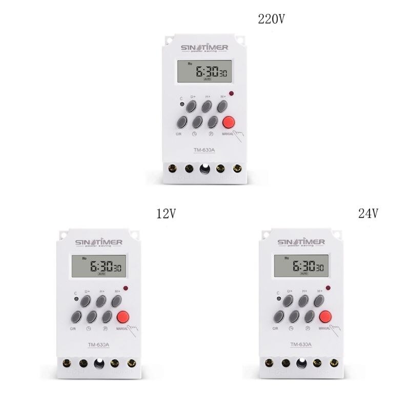 Mini Timer Switch Time Relay 12V/24V/220V DC Input 7 Days Programmable 24 Hours Output Load High Power 30A