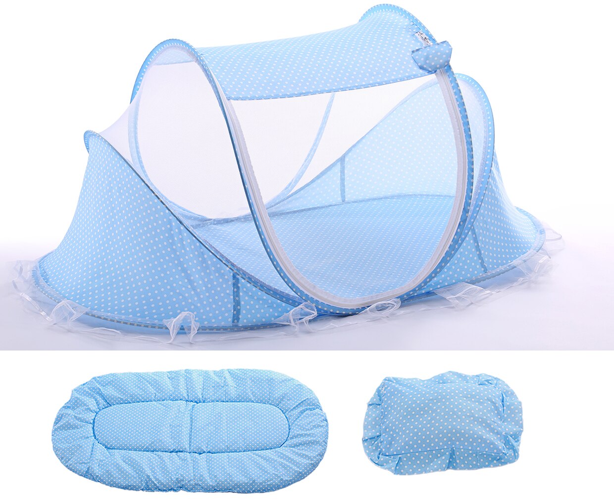 Baby Krippe Netz Tragbare Faltbare Baby Bett Moskito Netz Polyester Neugeborenen Schlaf Bett Reise Bett Netz Spielen Zelt freundlicher GYH: Blau 3Stck