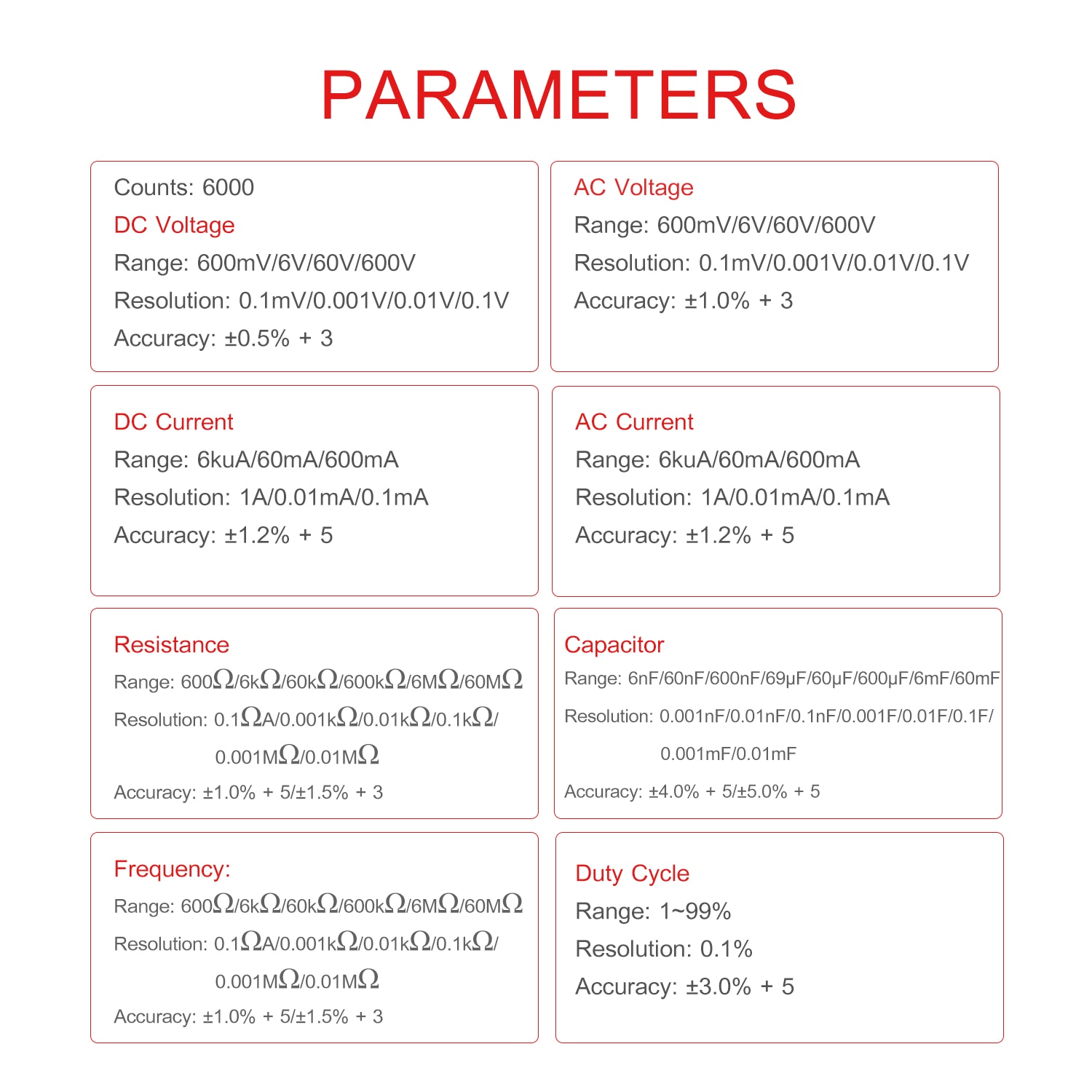 Portable Intelligent 6000 Counts TRMS Digital Multimeter LCD Display AC/DC Voltmeter Ammeter Ohmmeter Test with Flash Light