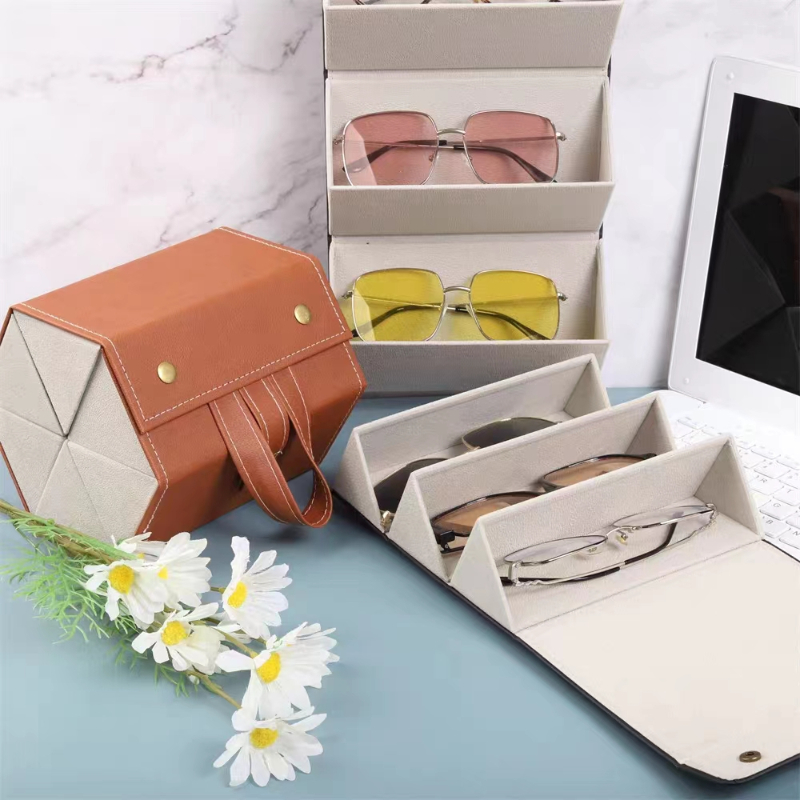 Organizador de gafas de sol con 2/3/4/5/6 rejillas, organizadores de viaje, accesorios, caja de almacenamiento para gafas, joyero portátil, estuche de maquillaje