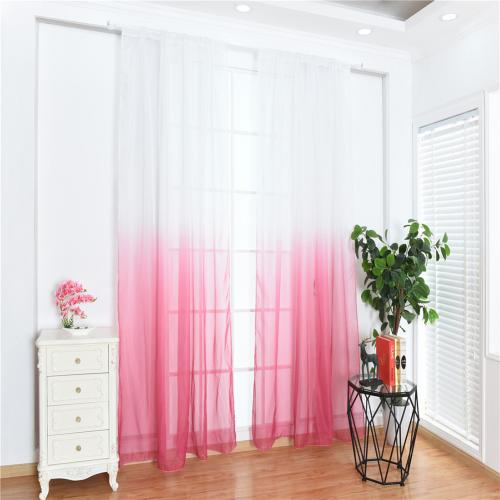 Moderne gradient farve vindue tyl gardiner til stue soveværelse organza voile gardiner hotel dekoration blå gennemsigtige gardiner: Rosenrød