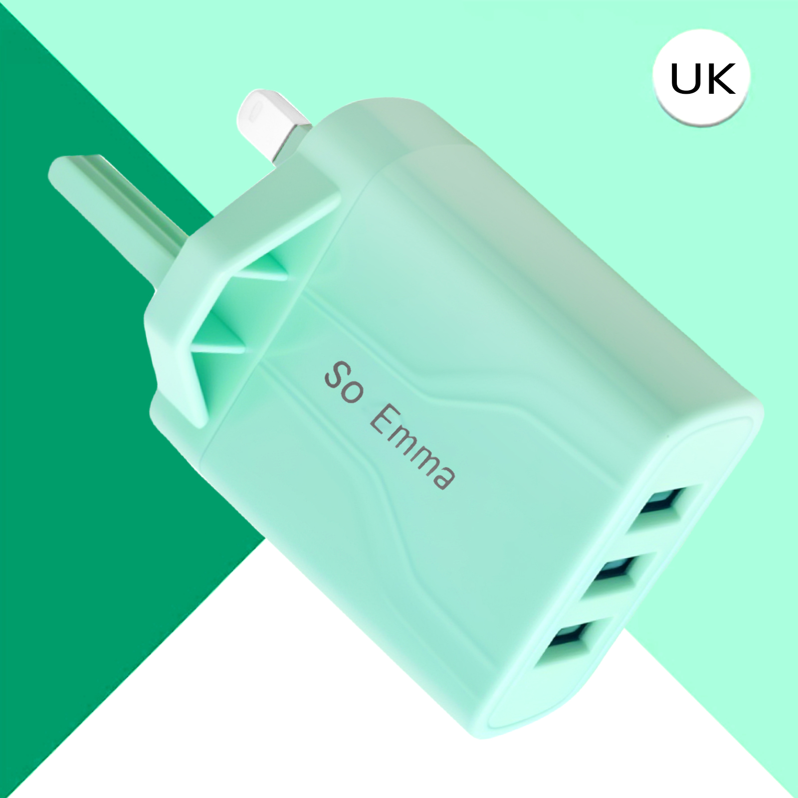 3-poorts USB-oplader Wandoplader, Multi USB-voedingsadapter voor iPhone, Android-telefoons, mobiele telefoons, camera's en MP3, UK-stekker: Universeel