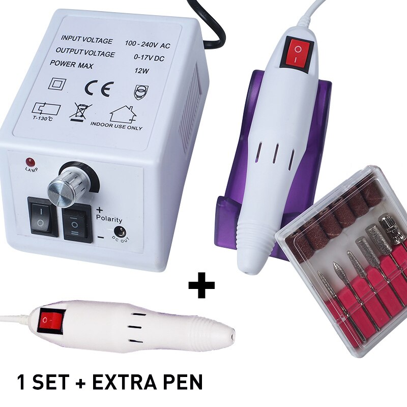 Manicureset met vervangende pen voor manicure, pedicure, vijlen, gereedschapsset, gelnagelriemverwijderaar, keramische snijder: Witte set met pen / Ons