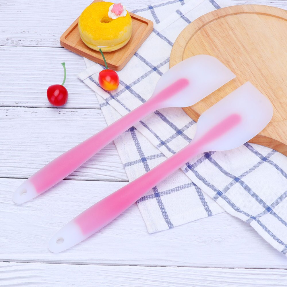 2pcs Silicone Cream Scraper Large Size Silicone Scraper Translucent Cream Scraper Cake Spatula Baking Tools for Home Restaurant(: Red