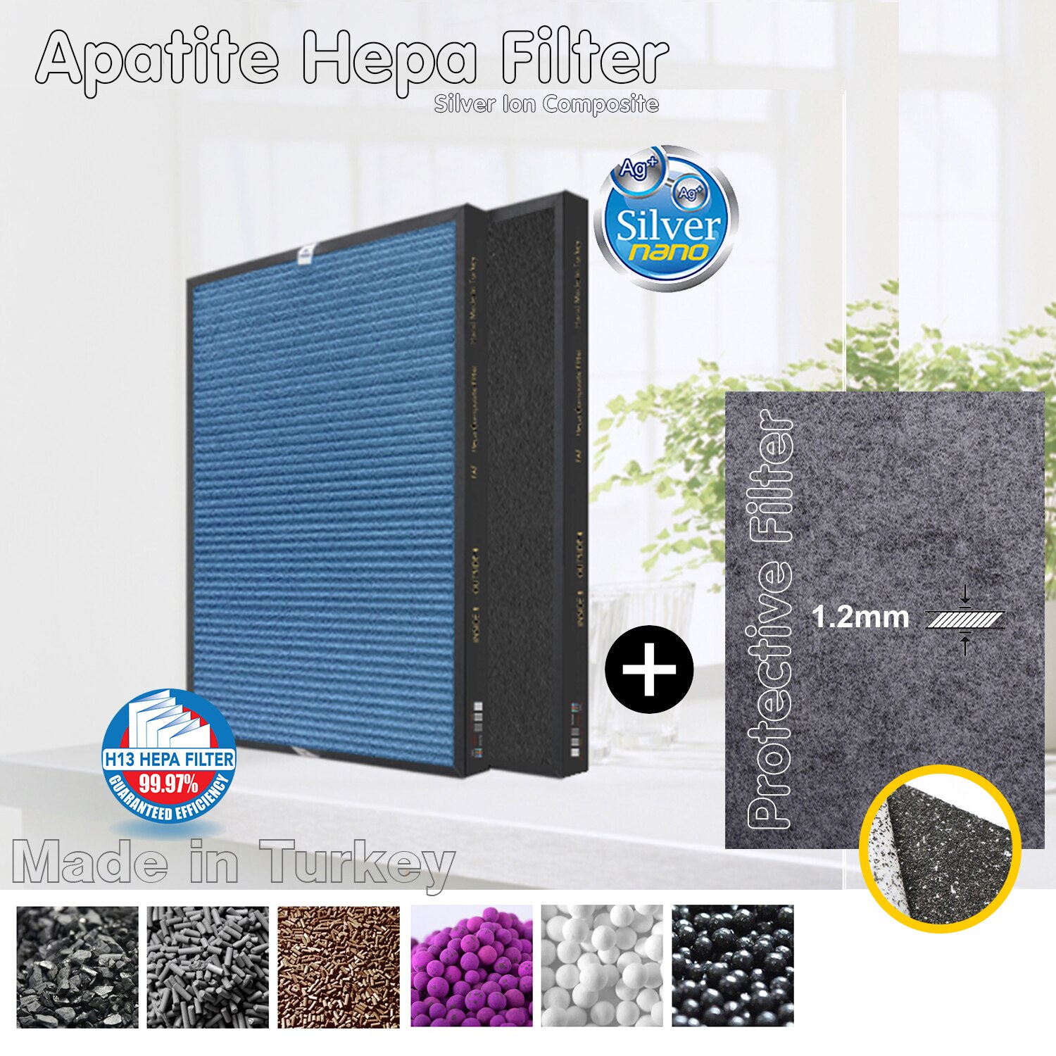 Aiibot – purificateur d'air 412x282x45mm, 55 m2, filtre et protecteur en Composite carbone, Compatible Hepa