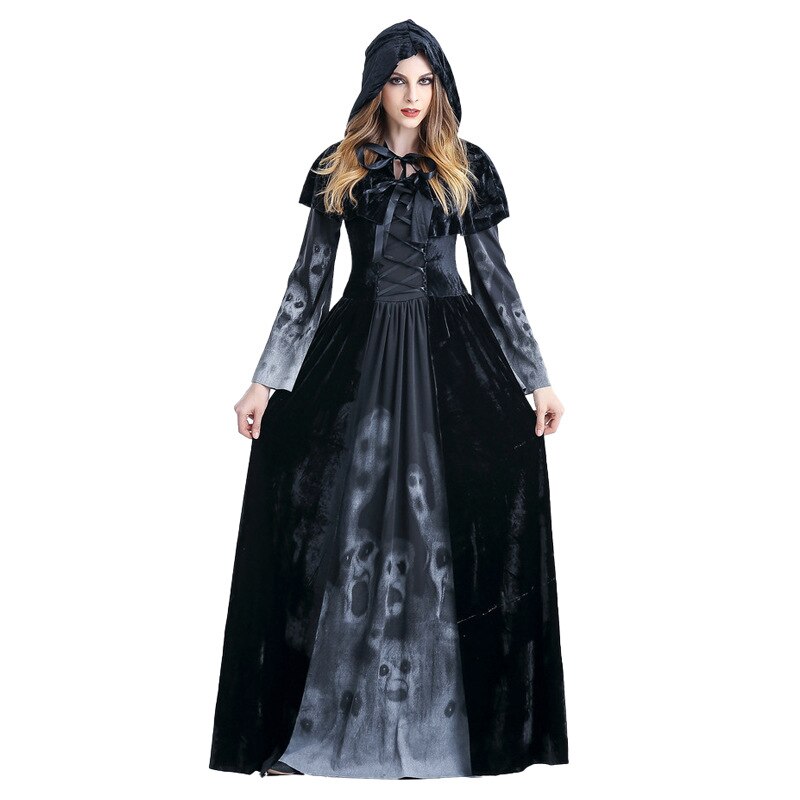 Robe Halloween Femme MOKBAY – Imprimé Fantastique, Manches Longues, Pour Déguisement Adulte