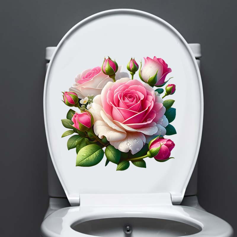 Romantic Rose Wall Sticker Bathroom Toilet Decor Living Room Cabinet Refrigerator Home Decoration Decals Stickers S424